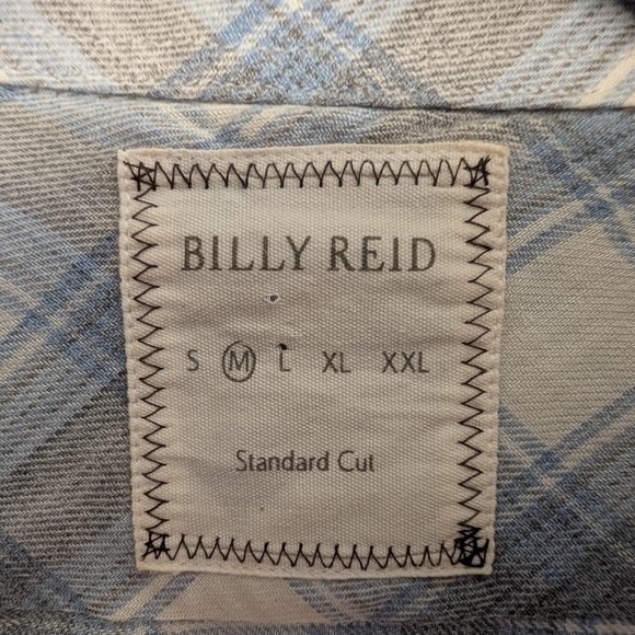 Billy Reid Blue Grey Plaid Cotton Wool Blend Standard Cut Button Up Shirt - M - Picture 2 of 15